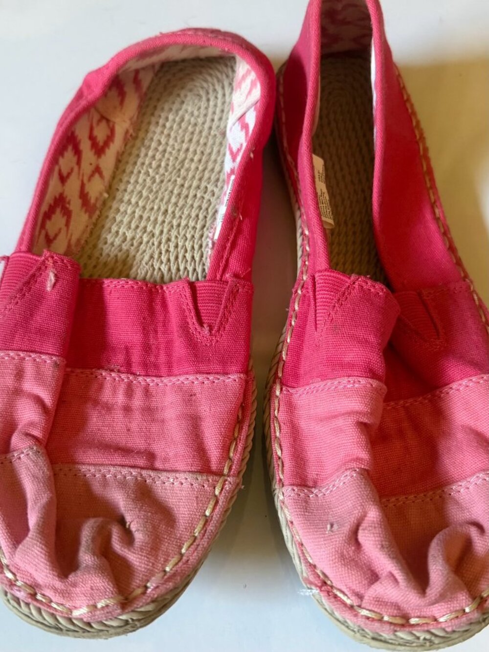 Faded Glory Pink Canvas Slip-On Espadrilles W 9